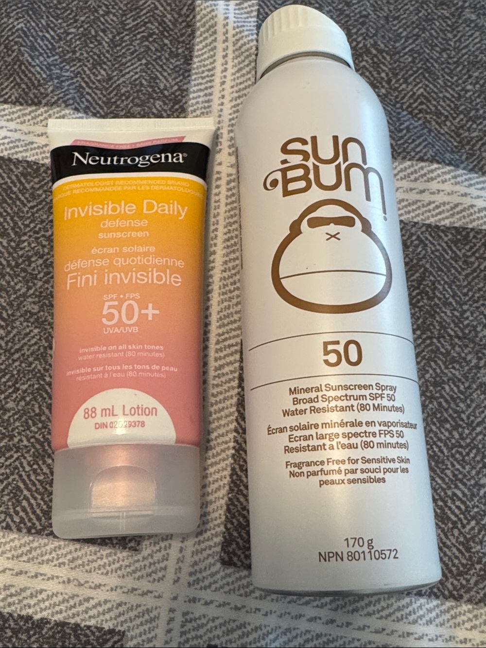 SunBum SPF 50 Mineral Sunscreen Spray & Neutrogena Invisible Daily Invisible
